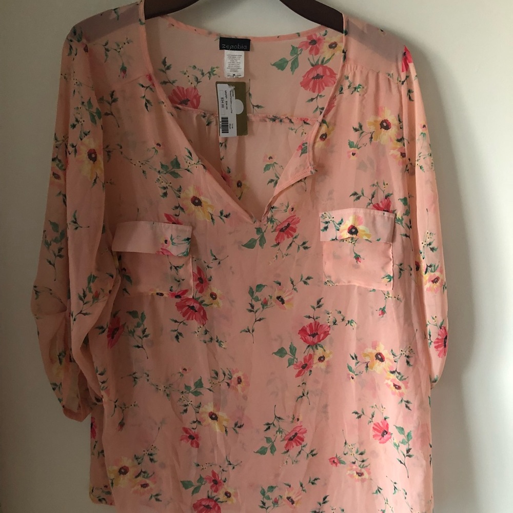 Coral pink floral shirt